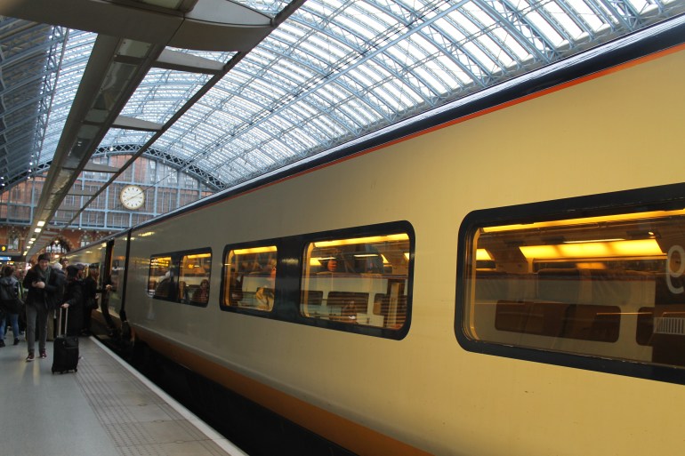 Getting ready to board the train.